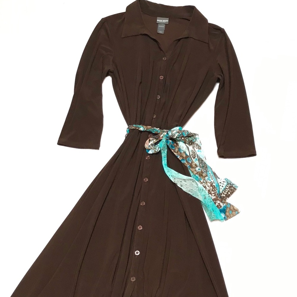 Bisou Bisou • Button Midi Dress with Paisley Sash